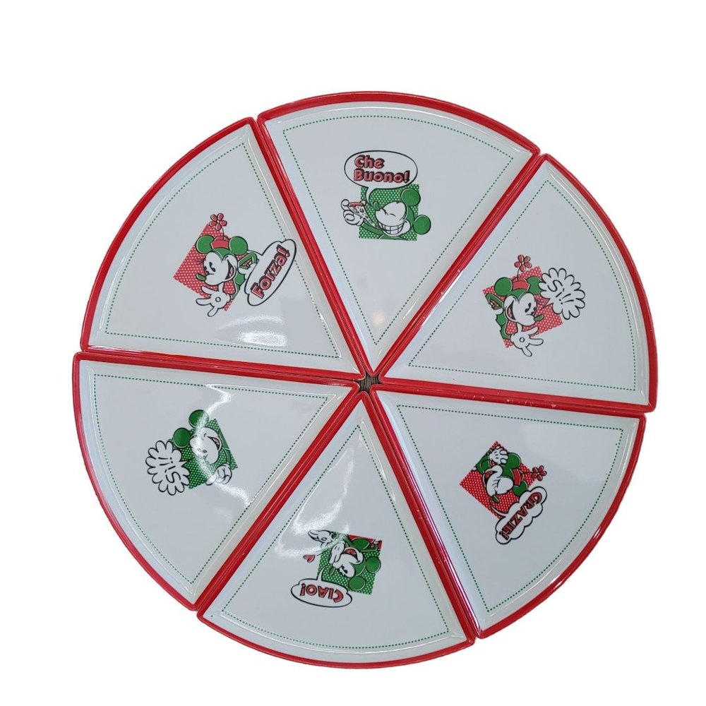 Disney Vintage minnie and mickey mouse Italian word pizza plates full set of 6